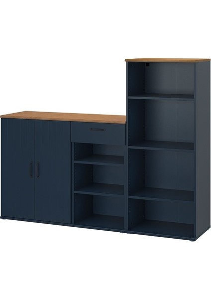 Dolap Kombinasyonu, Mavi-Siyah, 180X140 cm