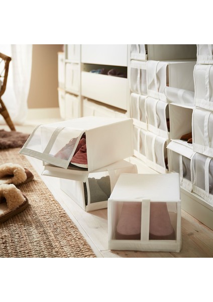 Skubb Ayakkabı Kutusu Cırt Cırtlı Beyaz 22X34X16 cm 4 Adet Şeffaf Pencereli Katlanabilir Düzenleyici fırsatları