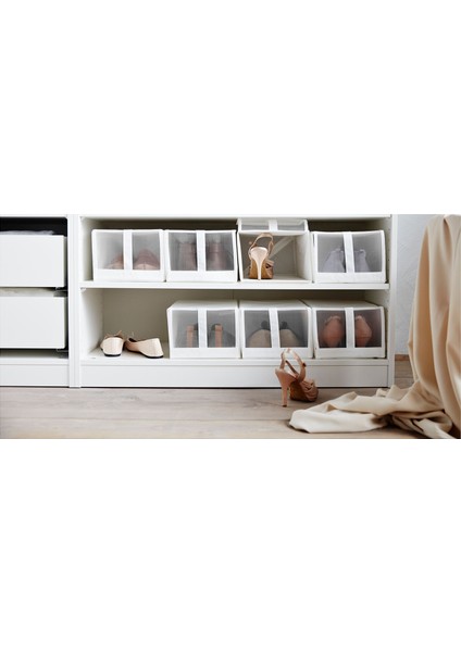 Skubb Ayakkabı Kutusu Cırt Cırtlı Beyaz 22X34X16 cm 4 Adet Şeffaf Pencereli Katlanabilir Düzenleyici