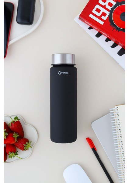 Mat Siyah Cam Matara 550CC, Şık Sağlıklı Içecek Şişesi