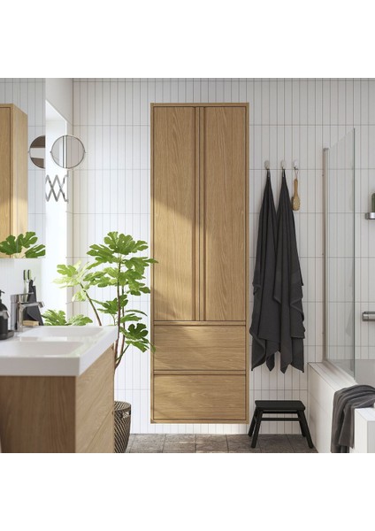 Banyo Boy Dolabı, Meşe Görünümlü, 60X35X195 cm fiyatları