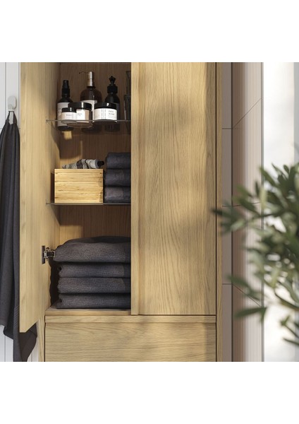 Banyo Boy Dolabı, Meşe Görünümlü, 60X35X195 cm modelleri
