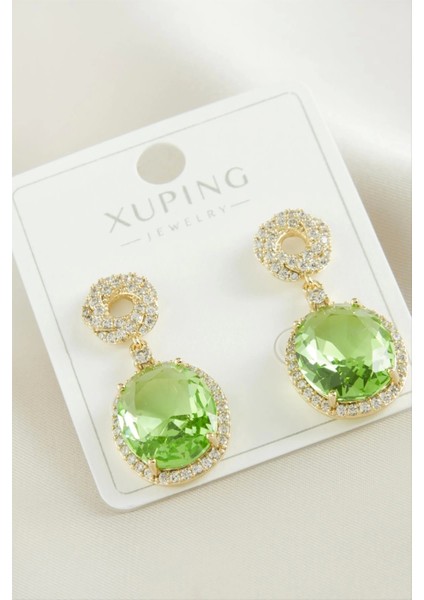 Xuping Oval Zirkon Taşlı Lüks Çelik Küpe
