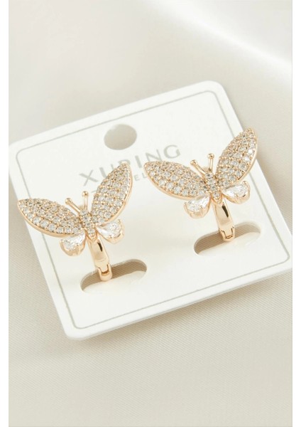 Xuping Kelebek Zirkon Taşlı Lüks Çelik Küpe