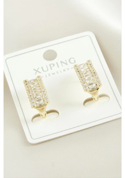 Xuping Baget Taşlı Lüks Çelik Küpe