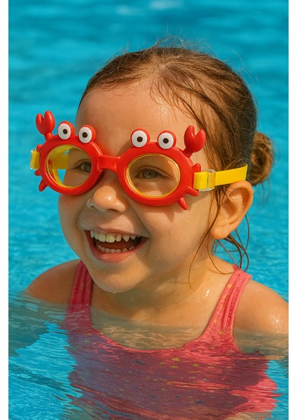 Çocuk Deniz Gözlüğü | Shark, Yengeç, Kelebek Desenli | 3-8 Yaş | Hipolalerjenik Pvc | Eğlenceli Desenler