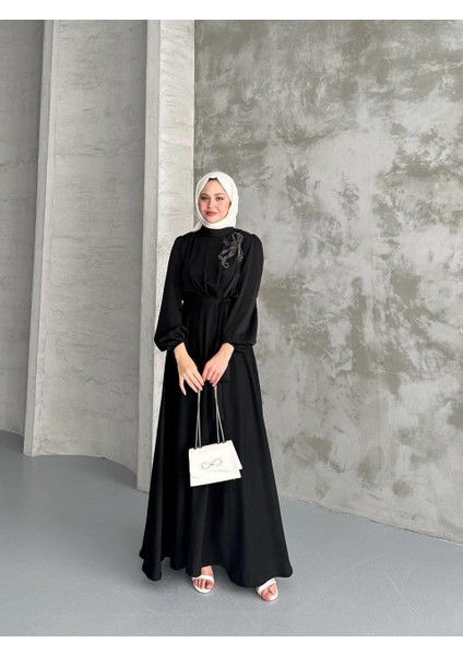 Linda Kumaş Parlak Taşlı Zarif Elbise – Özel Günler Için fiyatları