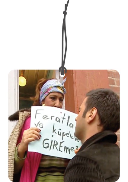 Bymeyla Feratlar ve Köpekler Giremez Görselli Çift Yönlü Dekoratif Oto Kokusu ve Oto Aksesuarı