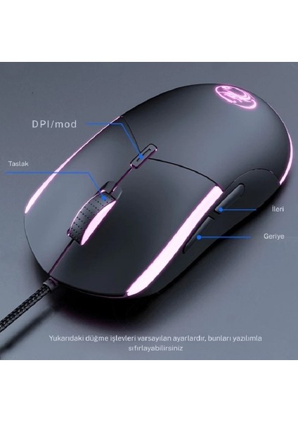 Arkadan Aydınlatmalı 3200DPI USB Oyun Faresi Kablolu E-Spor Rgb’li Renkli Programlanabilir modelleri