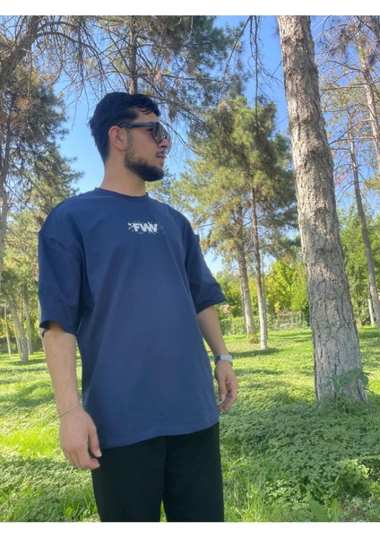 Fw Baskılı Pamuk Siyah T-Shirt