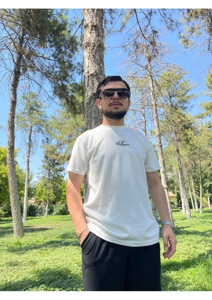 Unisex Regular Fit Yazı Detaylı Basic Tişört