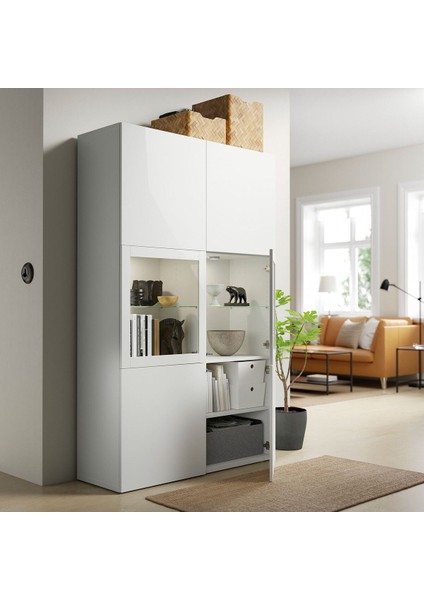 Dolap Kombinasyonu, Beyaz-Şeffaf Cam, 120X40X192 Cm, Lappvıken/sındvık fiyatları