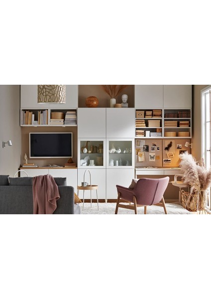 Dolap Kombinasyonu, Beyaz-Şeffaf Cam, 120X40X192 Cm, Lappvıken/sındvık fırsatları