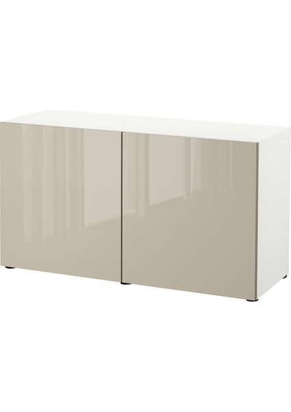 Dolap Kombinasyonu, Beyaz-Parlak Cila-Bej, 120X42X65 Cm, Selsvıken