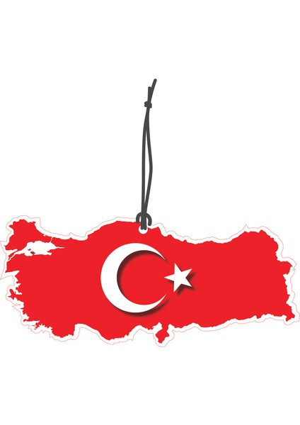 Bymeyla türk Bayrağı ve Türkiye Görselli Çift Yönlü Dekoratif Oto Kokusu ve Oto Aksesuarı