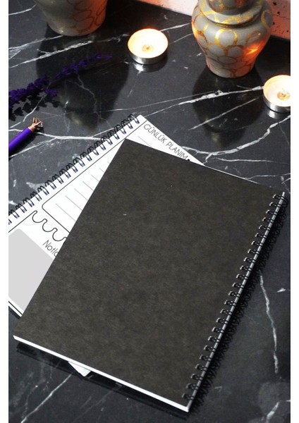 A5 Panda Desen Siyah Kraft Kapaklı Defter - Günlük Planlayıcı - 45 Yaprak (90 Sayfa) 15X21 cm indirimleri