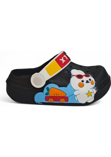 9041 Siyah Crks Tavşan Figürlü Erkek Çocuk Havuz Plaj Terlik indirimleri