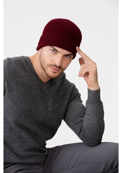 Erkek Yün Bere Bordo fırsatları