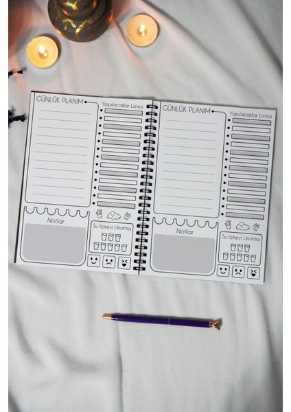 A5 Kalp Temalı Siyah Kraft Kapaklı Defter - Günlük Planlayıcı - 45 Yaprak (90 Sayfa) 15X21 cm fırsatları