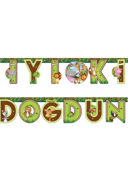 Renkli ve Şık Doğum Günü Yazısı, Lisanslı, Eğlenceli ve Renkli Dekorasyon Takımı