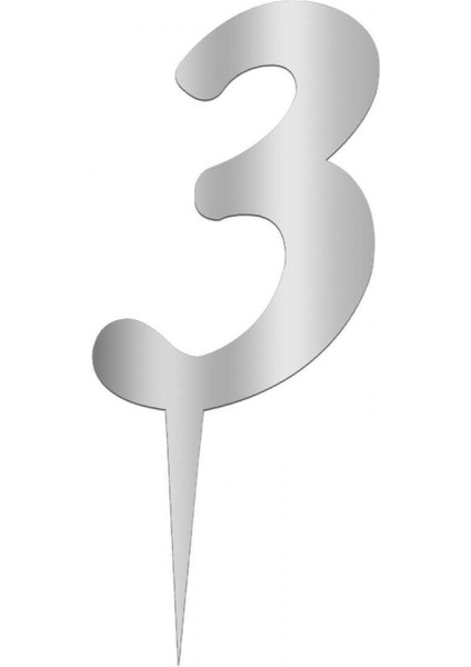 Parlak Aynalı Gümüş Pleksi 3 Rakamı, Şık ve Işıltılı Dekor Parçası