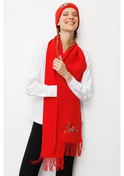 Kadın Rokoko Nakış Işlemeli Yün Bere Mercan fırsatları