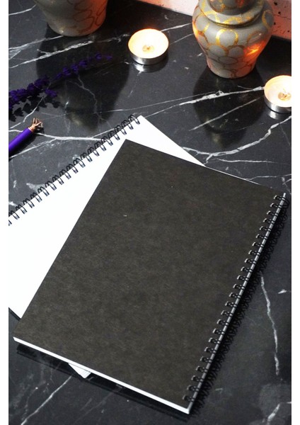 A5 Kalp Aşk Desen Siyah Kraft Kapaklı Çizgisiz Defter - 60 Yaprak (120 Sayfa) 15X21 cm - Anı Defteri indirimleri
