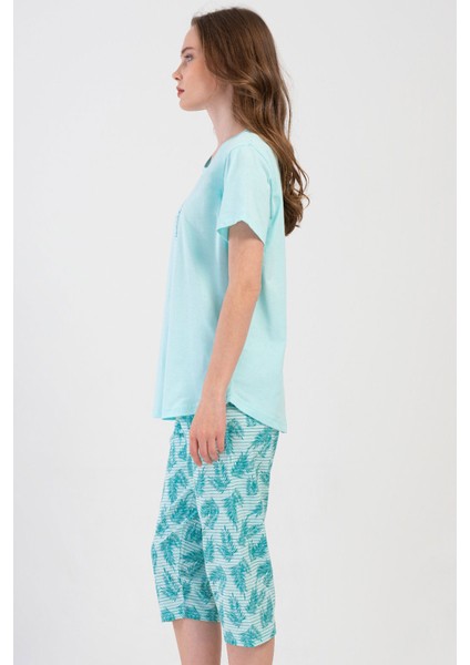 Pamuklu Kadın Büyük Beden Kısa Kol Kaprili Pijama Takım , 408227 fiyatları