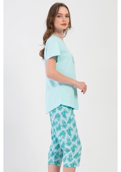 Pamuklu Kadın Büyük Beden Kısa Kol Kaprili Pijama Takım , 408227 modelleri