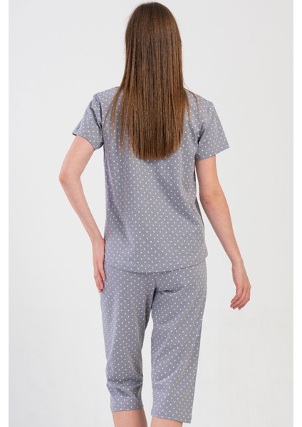 Pamuklu Kadın Kısa Kol Kaprili Pijama Takım , 409014 fırsatları