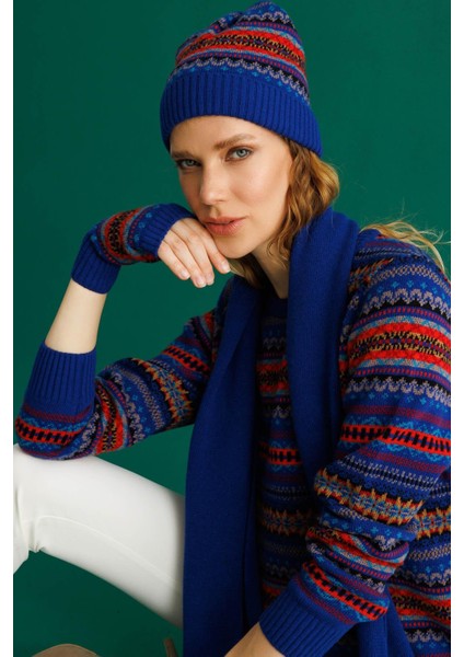 Kadın Jakarlı Yün Bere K.s.mavi fiyatları