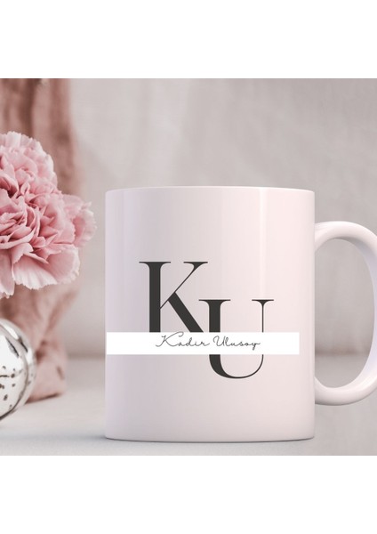 Kişiye Özel Baş Harf ve Isim Yazılı Şık Tasarım Kupa Bardak