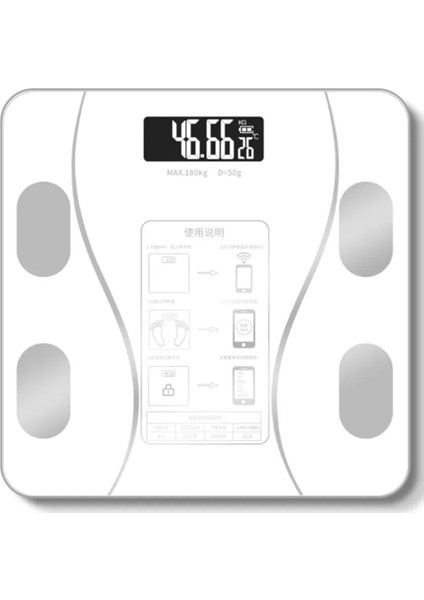 Smart Body Scale Akıllı Banyo Baskülü Yağ Su Kas Vücut Kitle Endeksi Dijital Tartı