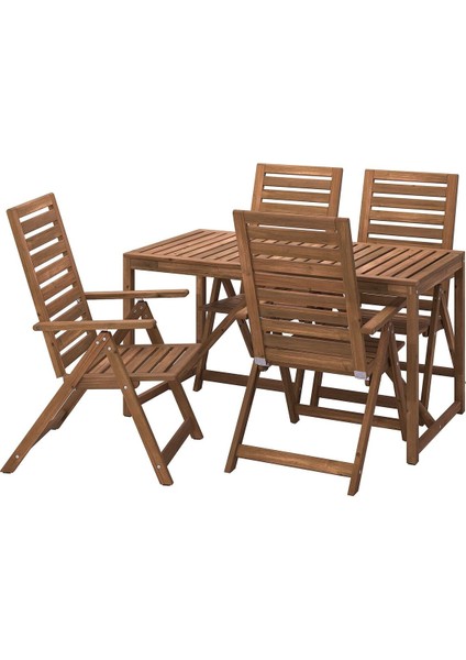 Yemek Masası ve Ayarlanabilir Sandalye Seti, Açık Kahverengi, Mindersiz, 4 Sandalyeli