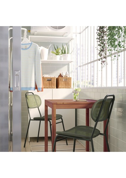 Masa ve Sandalye Seti, Açık Kahverengi-Yeşil, Mindersiz, 2 Sandalyeli fırsatları