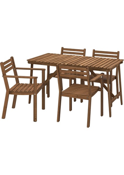 Yemek Masası ve Sandalye Seti, Koyu Kahve, Mindersiz, 4 Sandalyeli