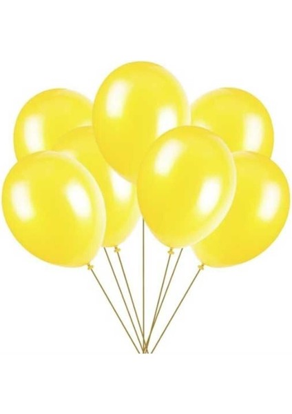 100 Adet Gri ve Sarı Metalik Balonlar, Şık ve Renkli Dekorasyon Için Ideal