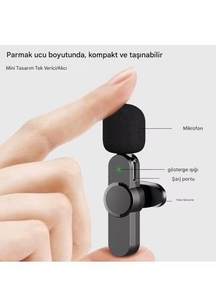 ZR124 Profesyonel Kablosuz Yaka Mikrofonu 3in1 Type C - Lightning- 3,5 mm Uçlu Tekli Mikrofon Cep Telefon fiyatları
