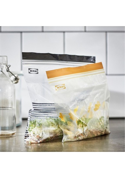 Kilitlenebilir Buzdolabı Poşeti, Siyah-Sarı, 2,5 Lt ve 1,2 Lt, 50 Adet fiyatları