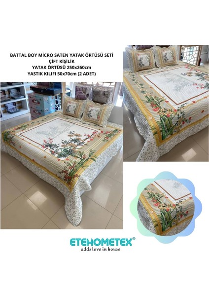 Etehometex Çift Kişilik Kapitoneli Yatak Örtüsü Seti