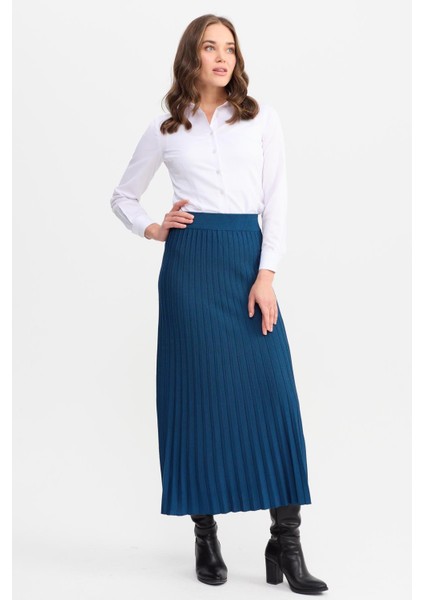 Kadın Pileli Triko Etek Indigo indirimleri