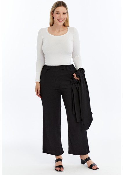 Büyük Beden Kadın Yazlık Battal Pantolon Kuşaklı Broşlu Cepli Uzun Yelek Ikili Tesettür Takım