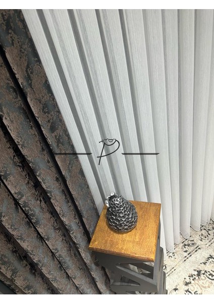 Tül Perde Simli Balık Sırtı Desen Ultra Dökümlü Etek Kurşun Sarımlı