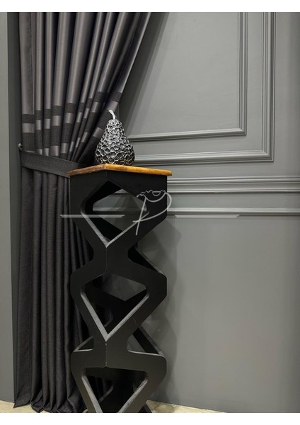 Blackout Karartma Taç Marka Keten Saten Sıralı Bantlı Fon Perde Fünit Desen