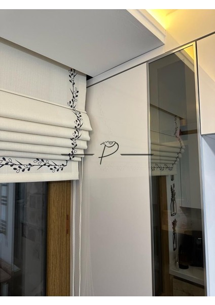 Katlamalı Keten Perde Tomurcuk Desen
