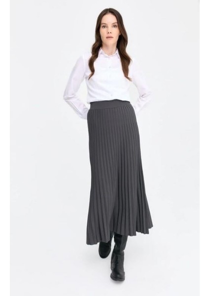 Kadın Pileli Triko Etek Antrasit fiyatları