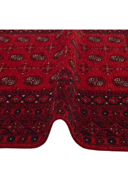 Buhari Bhr 04 Red Kaymaz Tabanlı Ince Afgan Desenli Halı modelleri