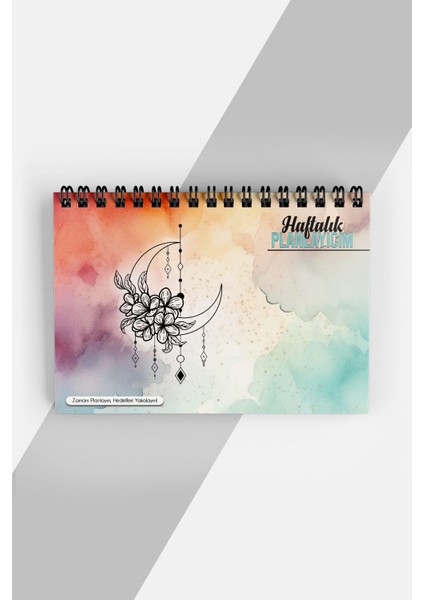 Renkli Ay Tasarım Haftalık Planlayıcı - Tarihsiz Ajanda (A5) Planlayıcı Defter