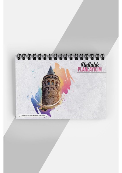 Galata Kulesi (Istanbul) Tasarım Haftalık Planlayıcı - Süresiz Ajanda (A5) Tarihsiz Planlama Defteri