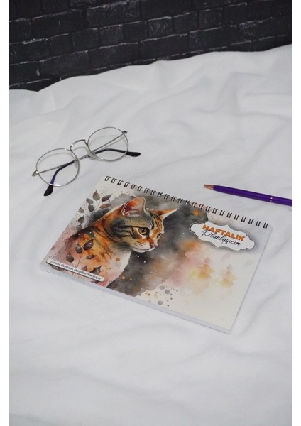 Kedi Tasarım Haftalık Planlayıcı - Süresiz Ajanda (A5) Tarihsiz Planlama Defteri modelleri